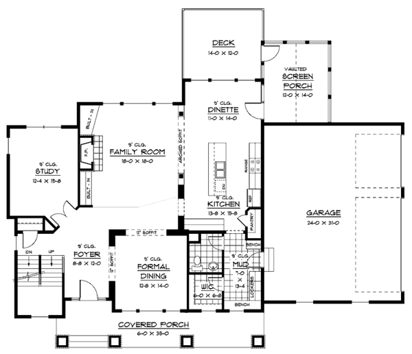 House Plan Design - Traditional Floor Plan - Main Floor Plan #51-668