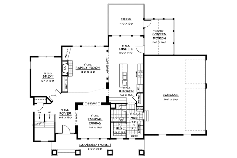 Home Plan - Floor Plan - Main Floor for Traditional House Plan #51-668 - 4 bed, 2.5 bath