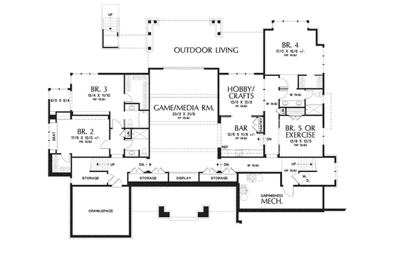 Floor Plan - Lower Floor for Craftsman House Plan #48-904 - 5 bed, 4.5 bath