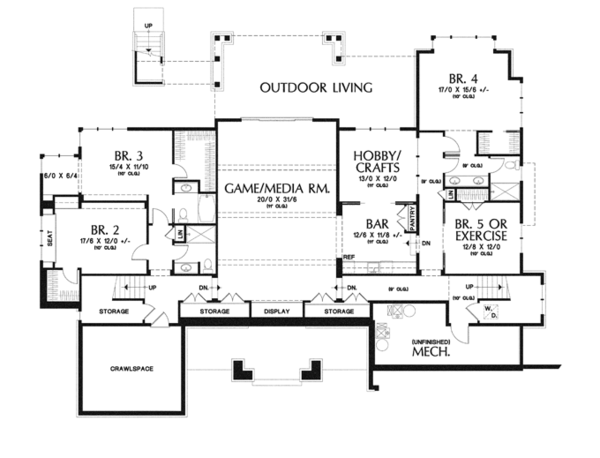 Architectural House Design - Craftsman Floor Plan - Lower Floor Plan #48-904
