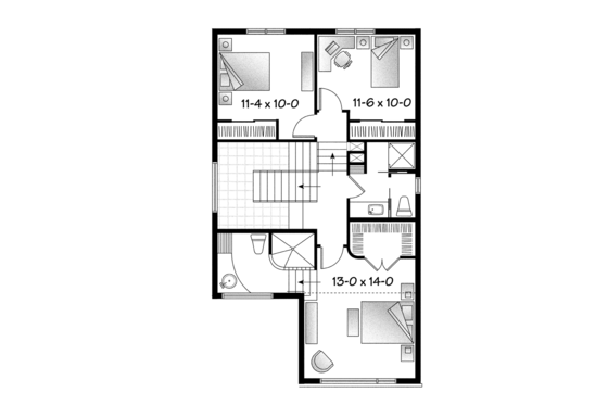 Floor Plan - Upper Floor for Contemporary House Plan #23-2580 - 3 bed, 2.5 bath