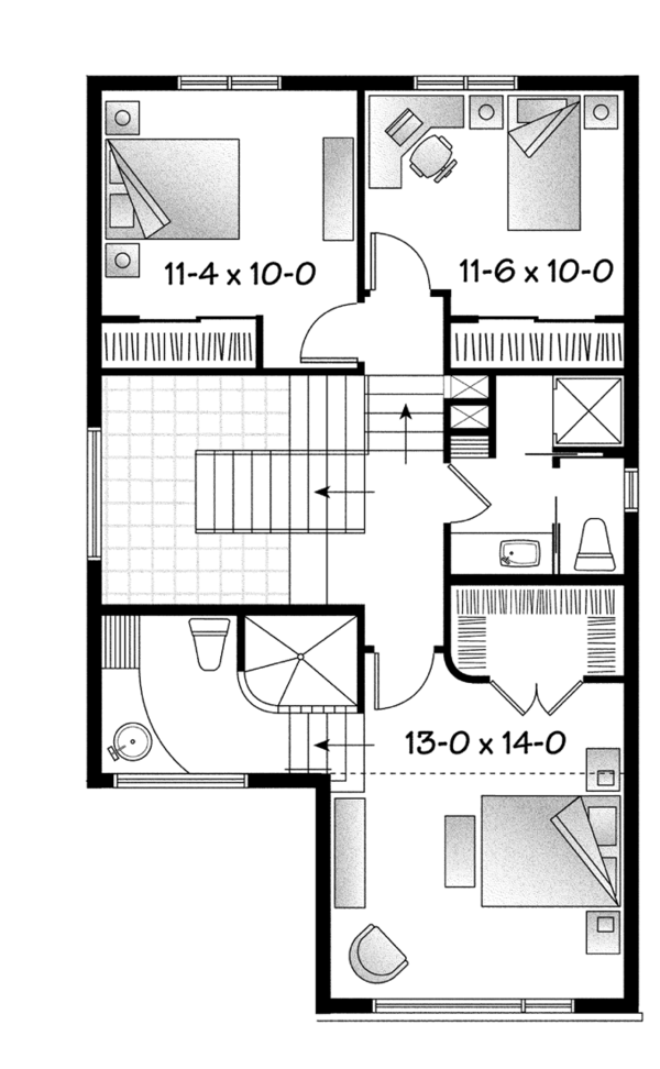 Architectural House Design - Contemporary Floor Plan - Upper Floor Plan #23-2580