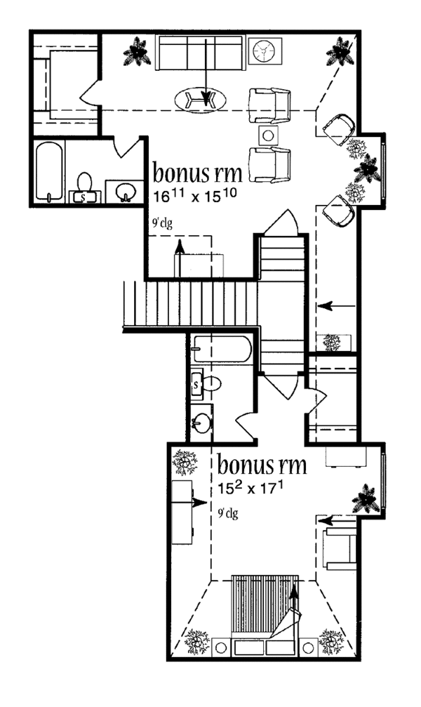 Architectural House Design - European Floor Plan - Upper Floor Plan #36-522