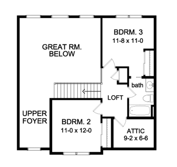 House Design - Traditional Floor Plan - Upper Floor Plan #1010-75