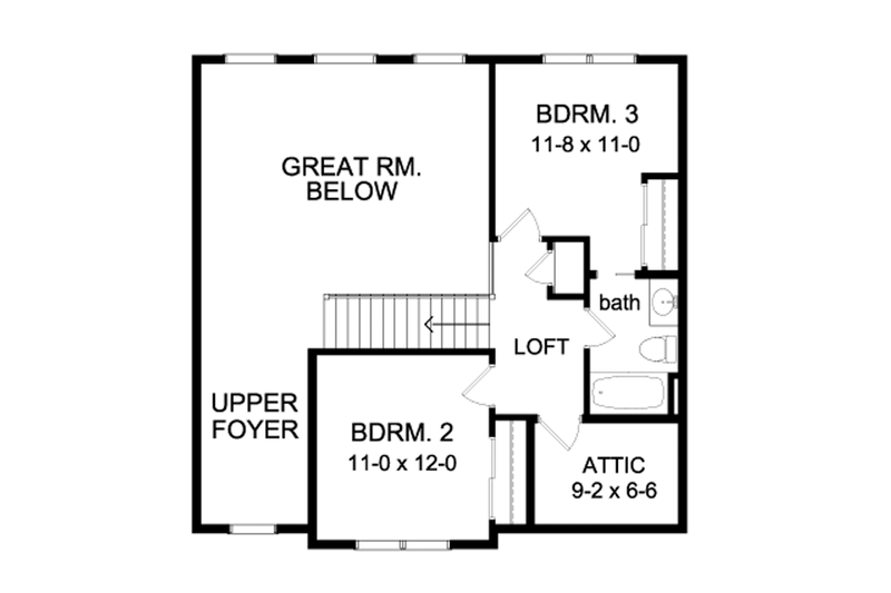 Architectural House Design - Floor Plan - Upper Floor for Traditional House Plan #1010-75 - 3 bed, 2.5 bath