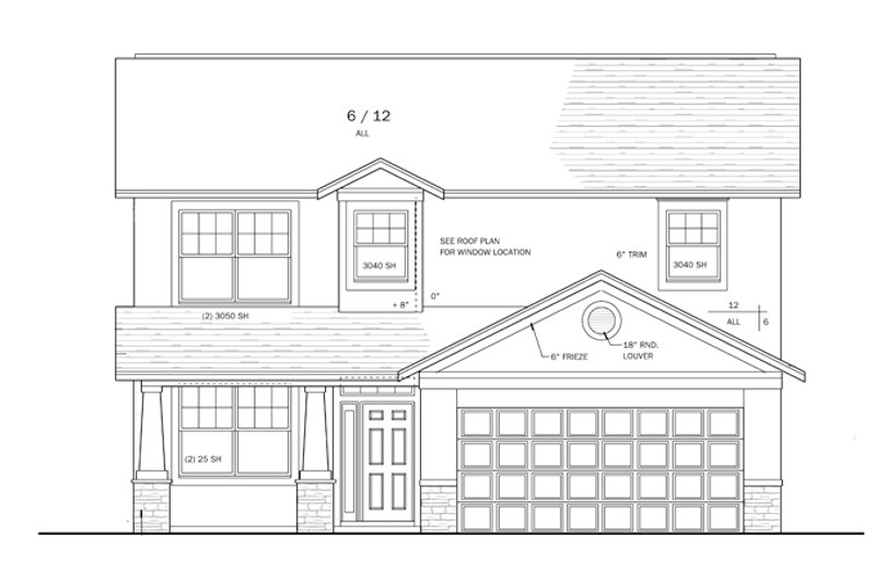 Home Plan - Exterior - Front Elevation 4 for Prairie House Plan #1058-22 - 4 bed, 2.5 bath