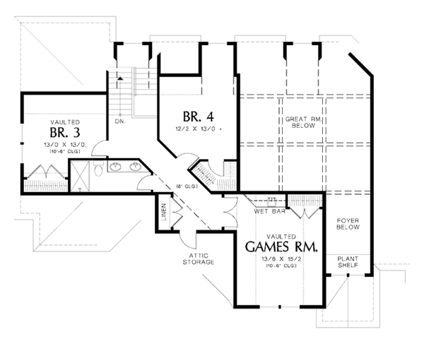 Dream House Plan - Craftsman Floor Plan - Upper Floor Plan #48-810