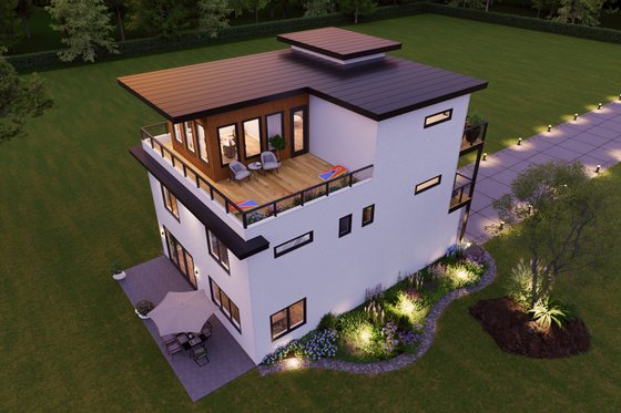 Exterior - Rear Elevation 1 for Contemporary House Plan #932-1430 - 4 bed, 4.5 bath