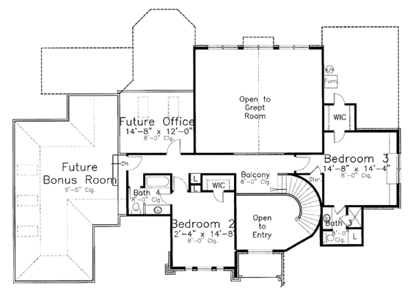 Architectural House Design - Traditional Floor Plan - Upper Floor Plan #52-280