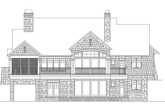 Exterior - Rear Elevation 1 for European House Plan #929-878 - 4 bed, 4 bath