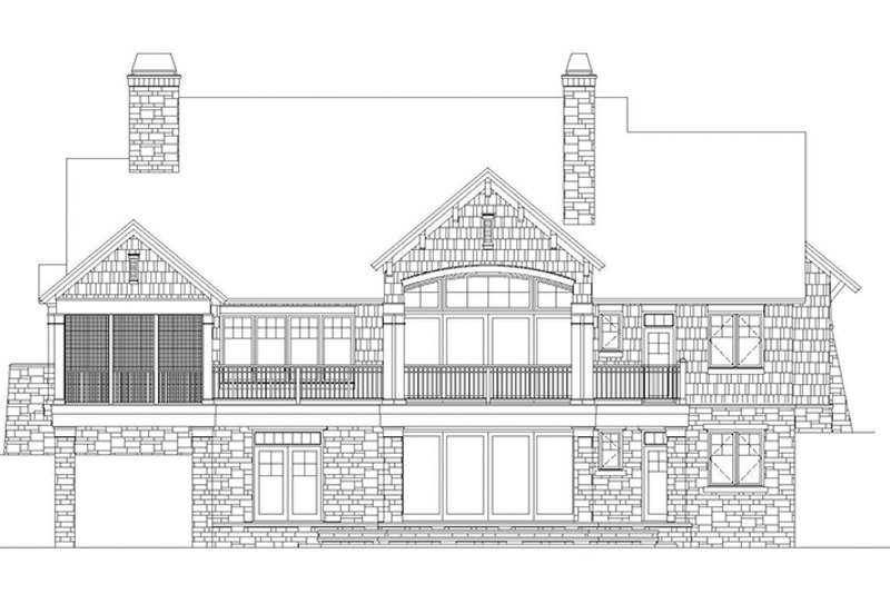 Home Plan - Exterior - Rear Elevation 1 for European House Plan #929-878 - 4 bed, 4 bath