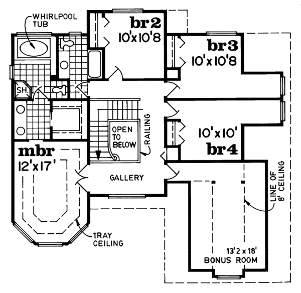 House Design - Traditional Floor Plan - Upper Floor Plan #47-771