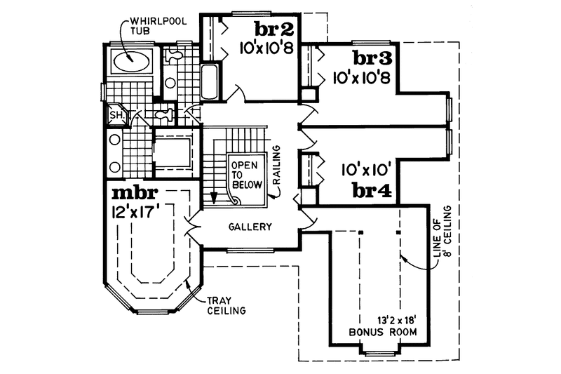 House Blueprint - Floor Plan - Upper Floor for Traditional House Plan #47-771 - 4 bed, 2.5 bath