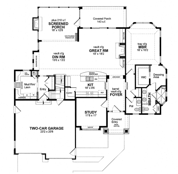 Dream House Plan - Craftsman Floor Plan - Main Floor Plan #316-272