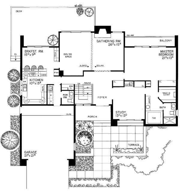 House Blueprint - Contemporary Floor Plan - Main Floor Plan #72-768