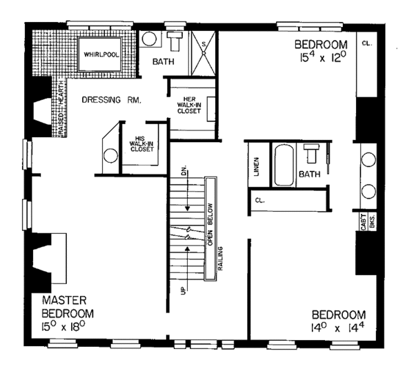 Architectural House Design - Classical Floor Plan - Upper Floor Plan #72-805