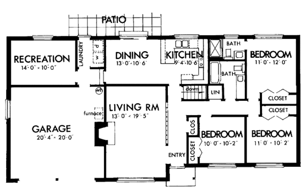 House Design - Ranch Floor Plan - Main Floor Plan #320-765