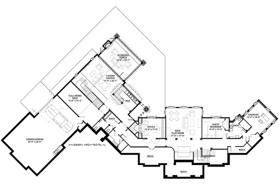 Floor Plan - Lower Floor for Craftsman House Plan #928-292 - 5 bed, 4 bath