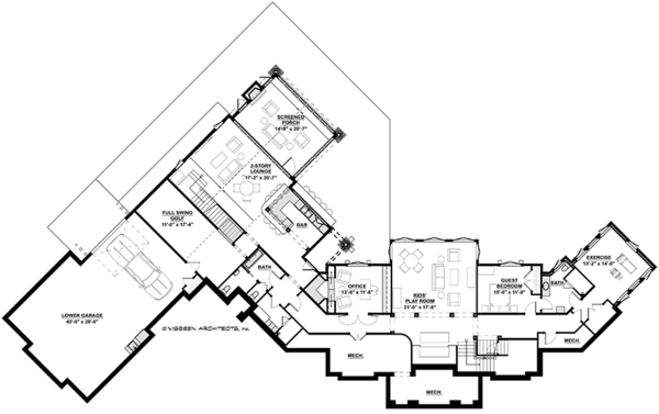 Craftsman Floor Plan - Lower Floor Plan #928-292