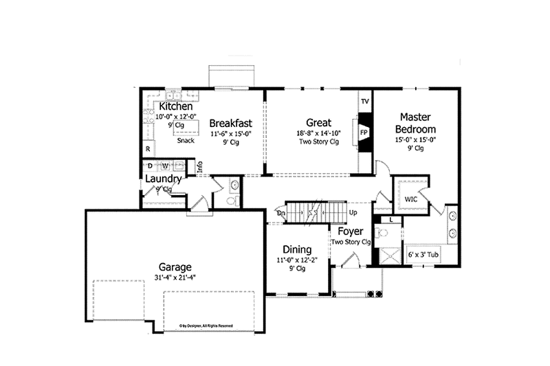Home Plan - Floor Plan - Main Floor for Colonial House Plan #51-1016 - 4 bed, 2.5 bath