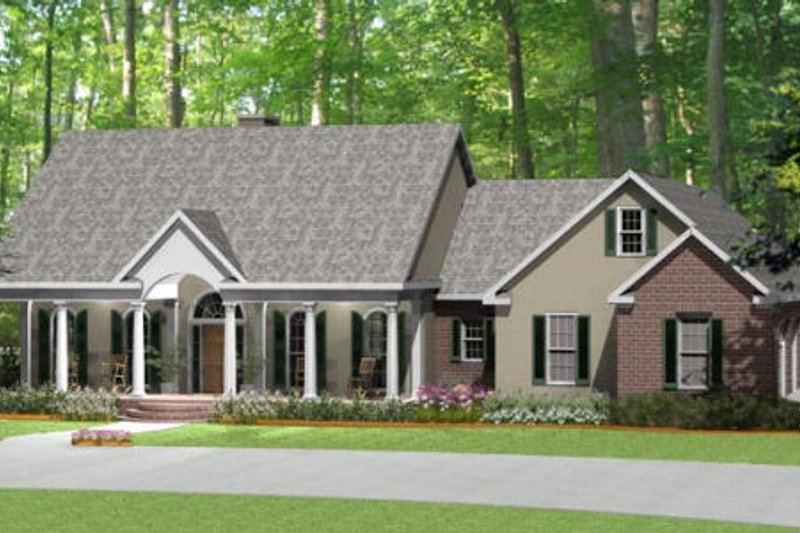 House Blueprint - Southern Exterior - Front Elevation Plan #406-9618