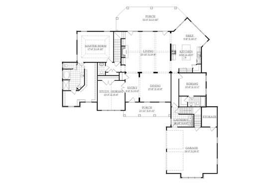 Floor Plan - Main Floor for Farmhouse House Plan #1071-7 - 4 bed, 3.5 bath