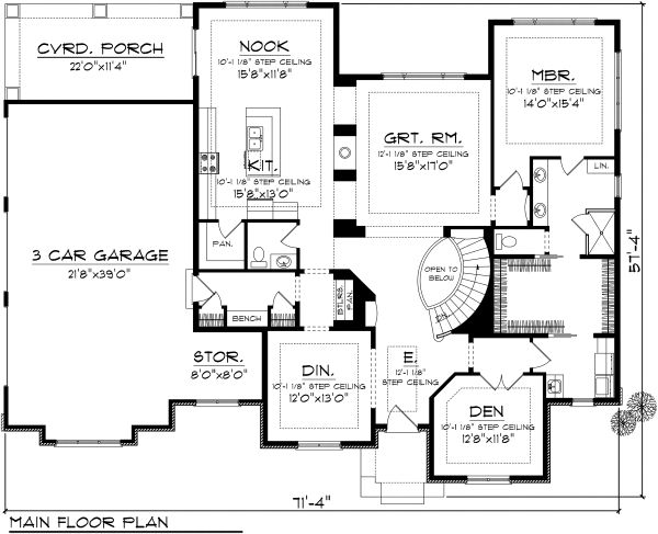 House Design - Ranch Floor Plan - Main Floor Plan #70-1128