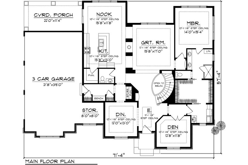 Home Plan - Floor Plan - Main Floor for Ranch House Plan #70-1128 - 4 bed, 2.5 bath