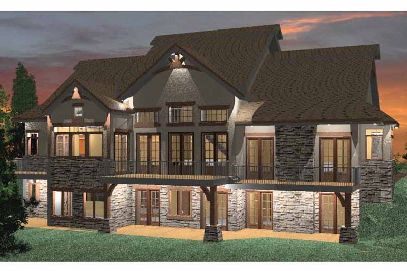 Architectural House Design - Exterior - Rear Elevation for Prairie House Plan #937-18 - 6 bed, 4 bath