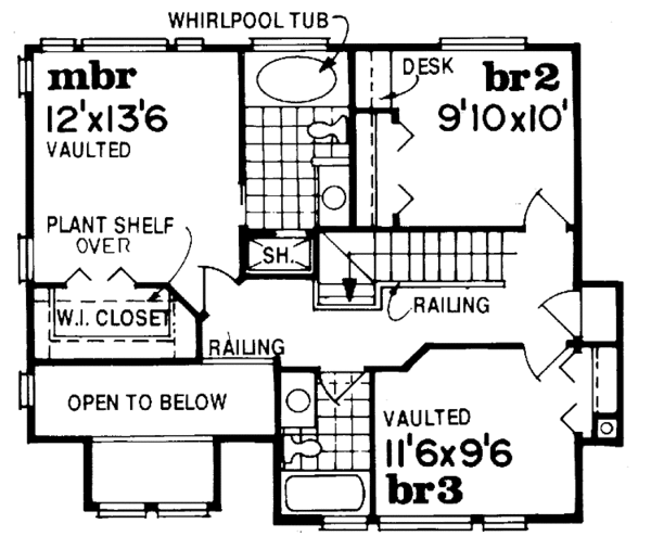 House Blueprint - Country Floor Plan - Upper Floor Plan #47-1001