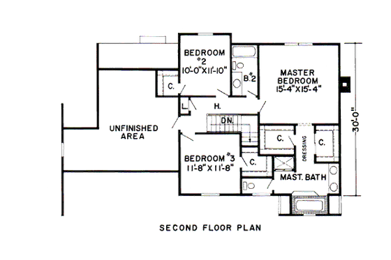 Floor Plan - Upper Floor for Traditional House Plan #312-772 - 3 bed, 2.5 bath