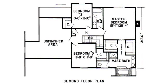 Floor Plan - Upper Floor for Traditional House Plan #312-772 - 3 bed, 2.5 bath