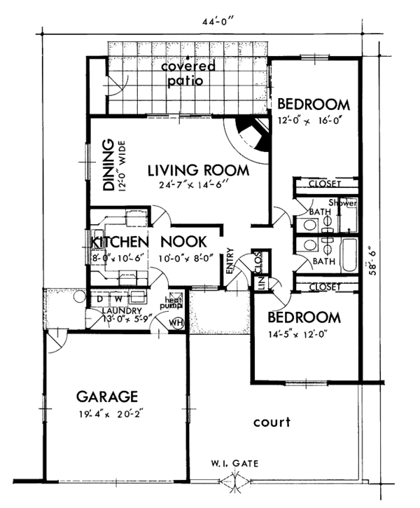 Adobe / Southwestern Style House Plan 2 Beds 2 Baths