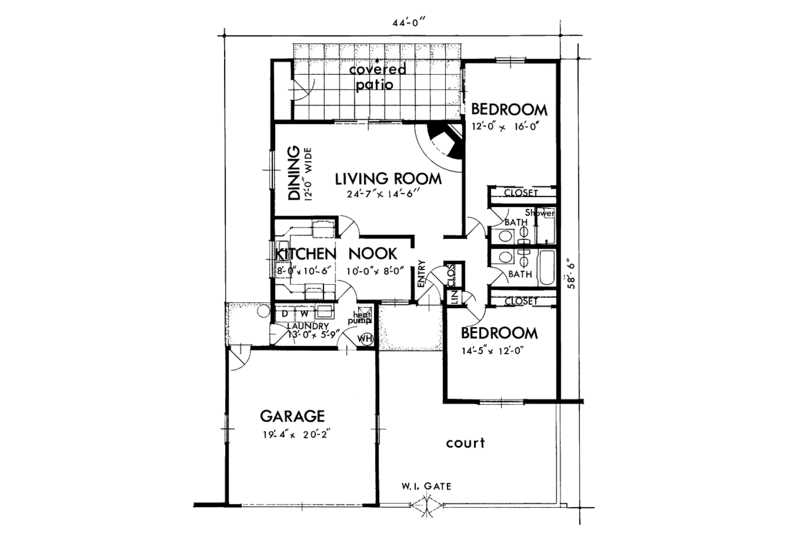 Dream House Plan - Floor Plan - Main Floor for Adobe / Southwestern House Plan #320-1382 - 2 bed, 2 bath