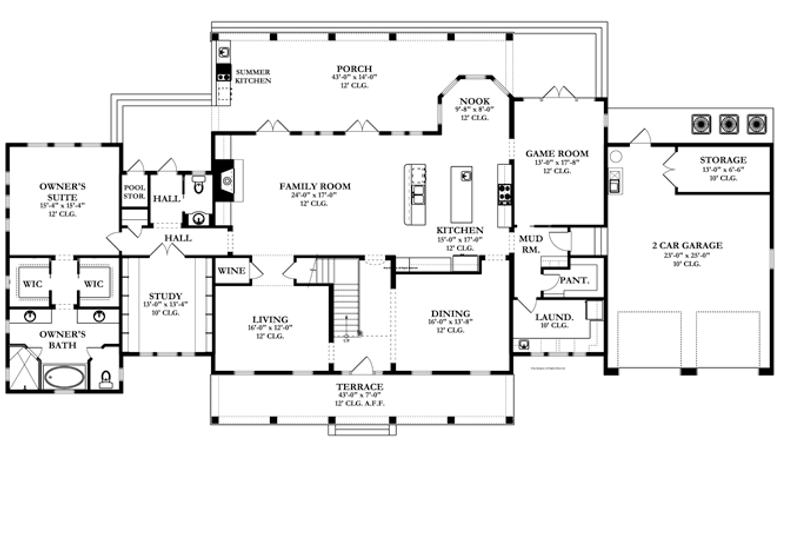 House Design - Floor Plan - Main Floor for Colonial House Plan #1058-9 - 5 bed, 3.5 bath
