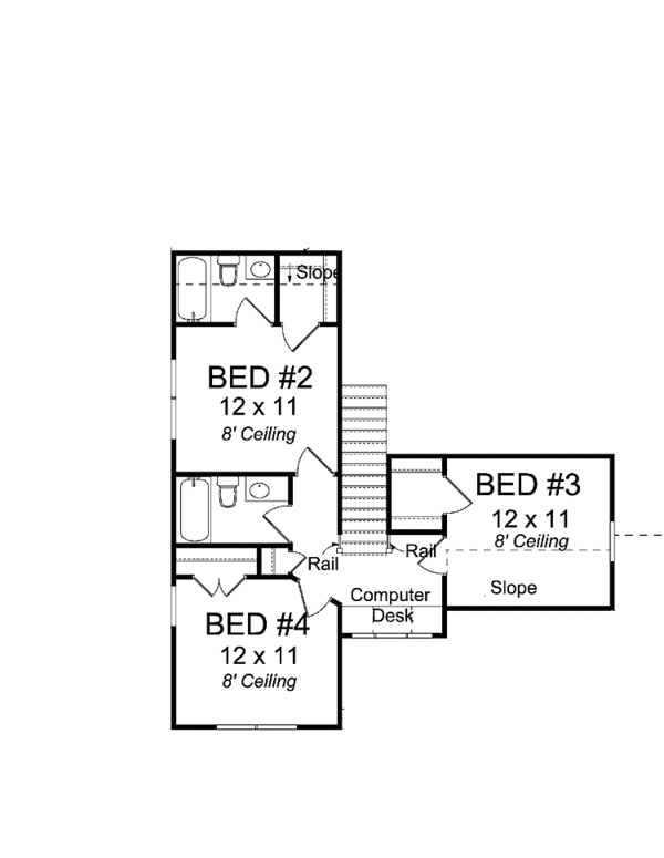 Architectural House Design - Traditional Floor Plan - Upper Floor Plan #513-2126