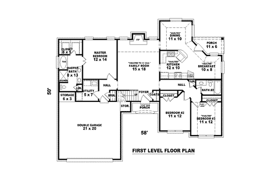 Floor Plan - Main Floor for European House Plan #81-1451 - 3 bed, 2 bath