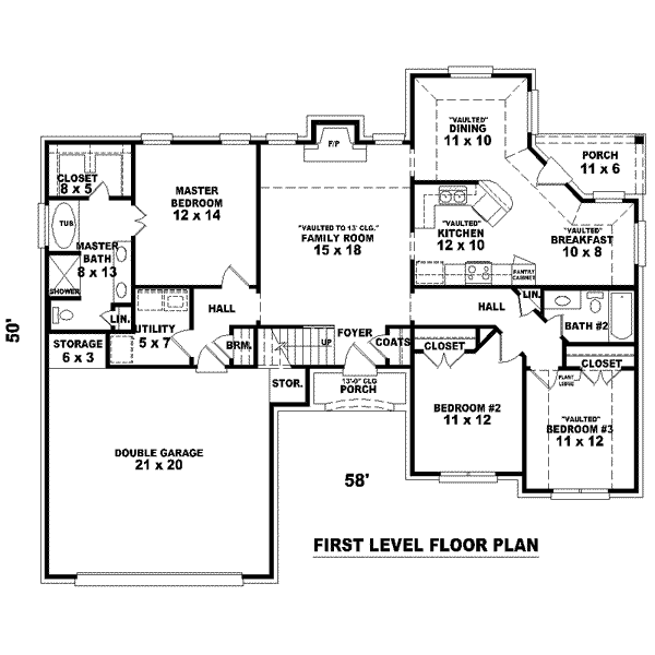 Floor Plan - Main Floor for European House Plan #81-1451 - 3 bed, 2 bath