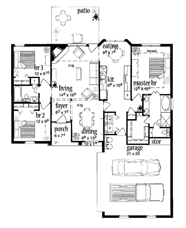 Architectural House Design - Ranch Floor Plan - Main Floor Plan #36-591