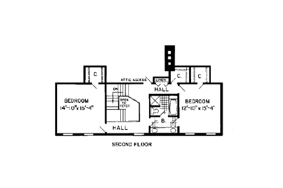 Floor Plan - Upper Floor for Colonial House Plan #312-781 - 3 bed, 2.5 bath