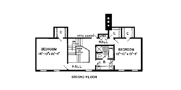 Colonial Floor Plan - Upper Floor Plan #312-781