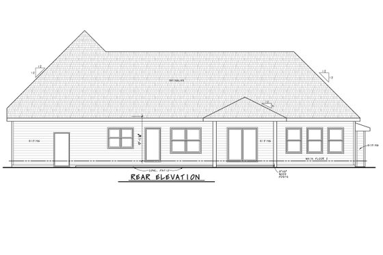 Exterior - Rear Elevation for Traditional House Plan #20-2344 - 3 bed, 2.5 bath
