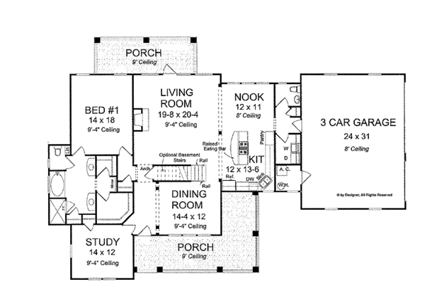 House Plan Design - Craftsman Floor Plan - Main Floor Plan #513-2120