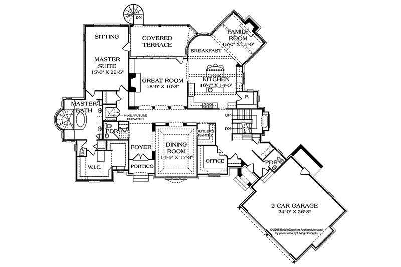 Dream House Plan - Floor Plan - Main Floor for Country House Plan #453-464 - 5 bed, 5 bath