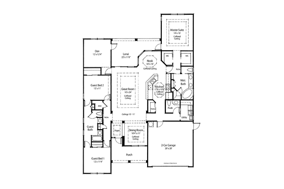 Floor Plan - Main Floor for Mediterranean House Plan #938-20 - 3 bed, 2.5 bath