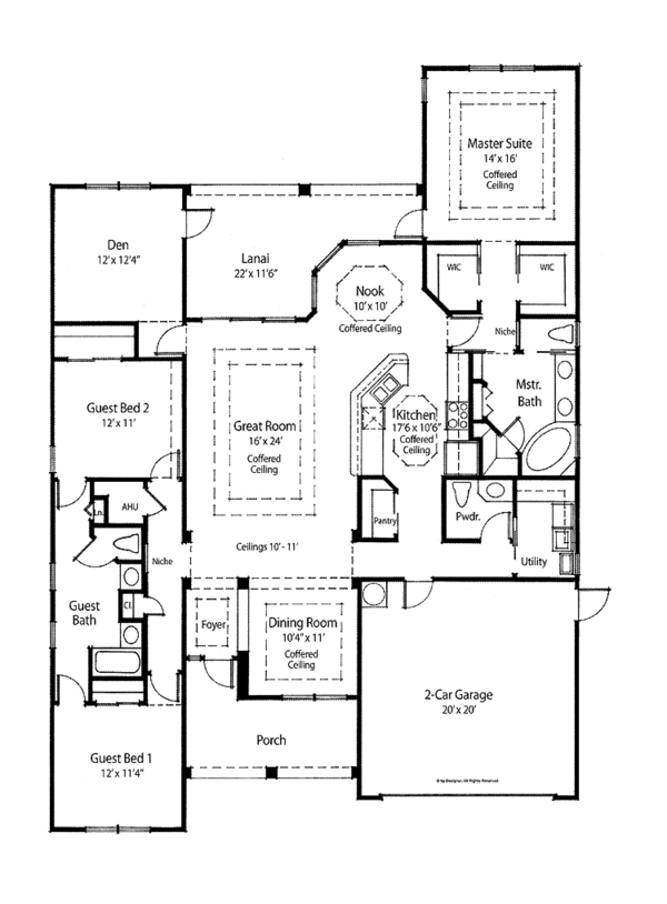 Architectural House Design - Mediterranean Floor Plan - Main Floor Plan #938-20