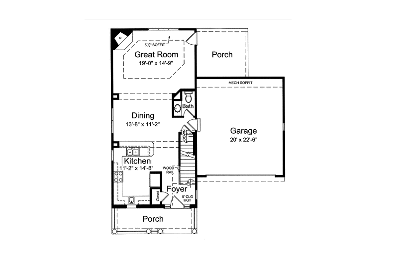 Home Plan - Floor Plan - Main Floor for Traditional House Plan #46-811 - 4 bed, 2.5 bath