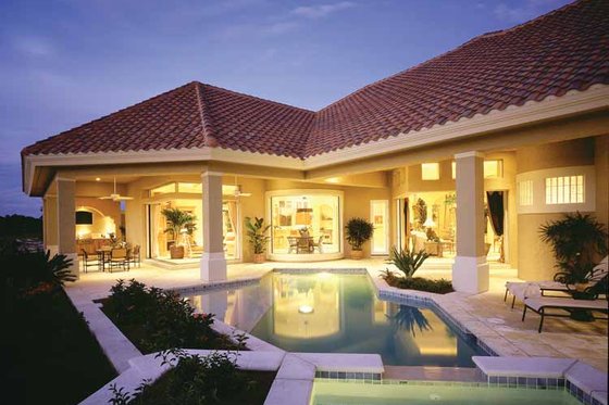 Exterior - Rear Elevation for Mediterranean House Plan #930-104 - 3 bed, 4.5 bath