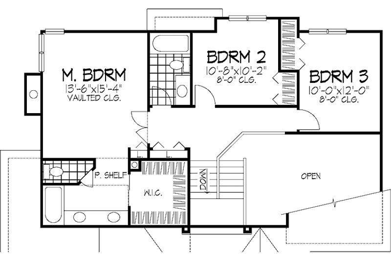 Home Plan - Floor Plan - Upper Floor for Country House Plan #320-1145 - 3 bed, 2.5 bath