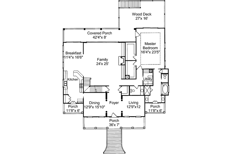 Home Plan - Floor Plan - Main Floor for Southern House Plan #37-243 - 4 bed, 3.5 bath
